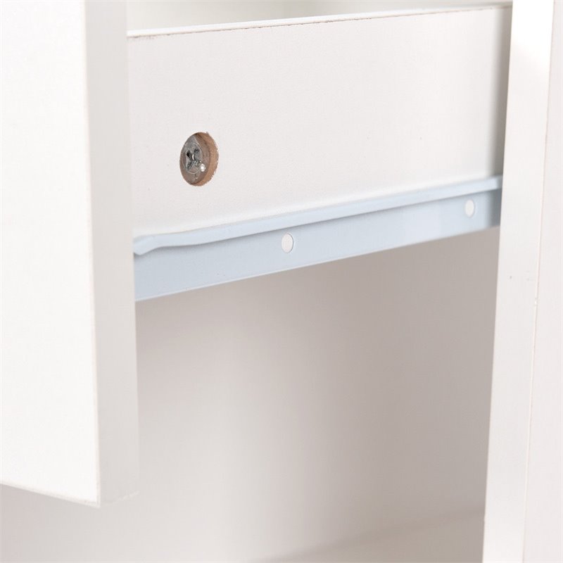 Costway Contemporary Particle Board Computer Desk w/ 2 Open Shelves in White