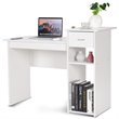 Costway Contemporary Particle Board Computer Desk w/ 2 Open Shelves in White