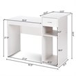 Costway Contemporary Particle Board Computer Desk w/ 2 Open Shelves in White