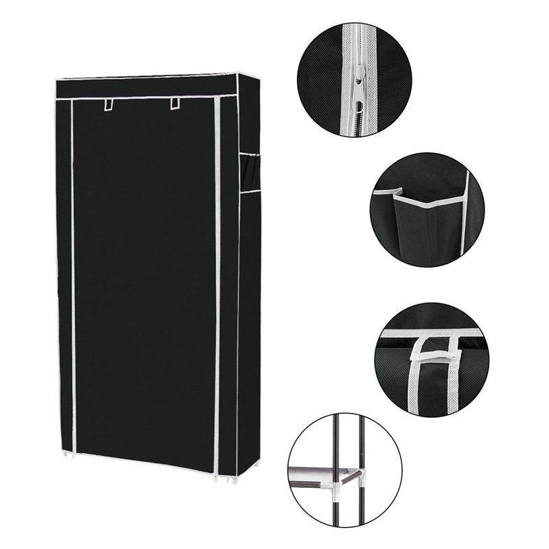 Costway 10-tier Contemporary Non-woven Fabric and Steel Shoe Rack in Black