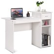 Costway Contemporary Particle Board Computer Desk w/ 2 Shelves in White