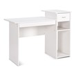 Costway Contemporary Particle Board Computer Desk w/ 2 Shelves in White