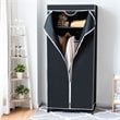 Costway Contemporary Steel and Fabric Portable Clothes Closet in Black