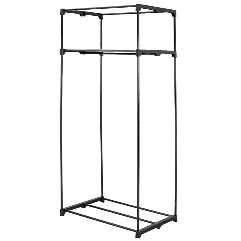 Costway Contemporary Steel and Fabric Portable Clothes Closet in Black