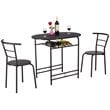 Costway 3-piece MDF and Steel Dining Set with Table and 2 Chairs in Black