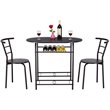 Costway 3-piece MDF and Steel Dining Set with Table and 2 Chairs in Black