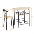 Costway 3-piece MDF and Steel Dining Set with Table and 2 Chairs in Natural