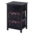 Costway 3-tier Contemporary Wood Nightstand with 2 Baskets and 1 Drawer in Black