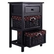 Costway 3-tier Contemporary Wood Nightstand with 2 Baskets and 1 Drawer in Black