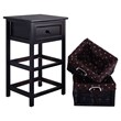 Costway 3-tier Contemporary Wood Nightstand with 2 Baskets and 1 Drawer in Black