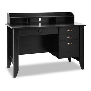 Costway Contemporary MDF Computer Desk with 3 Side Drawers in Black