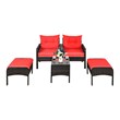 Costway 5-piece Contemporary Rattan and Steel Patio Furniture Set in Red