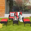 Costway 5-piece Contemporary Rattan and Steel Patio Furniture Set in Red