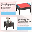 Costway 5-piece Contemporary Rattan and Steel Patio Furniture Set in Red