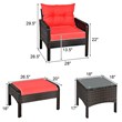 Costway 5-piece Contemporary Rattan and Steel Patio Furniture Set in Red