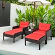 Costway 5-piece Contemporary Rattan and Steel Patio Furniture Set in Red