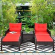 Costway 5-piece Contemporary Rattan and Steel Patio Furniture Set in Red