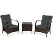 Costway 3-piece Contemporary Rattan and Steel Patio Bistro Set in Brown/Gray