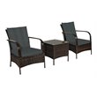 Costway 3-piece Contemporary Rattan and Steel Patio Bistro Set in Brown/Gray