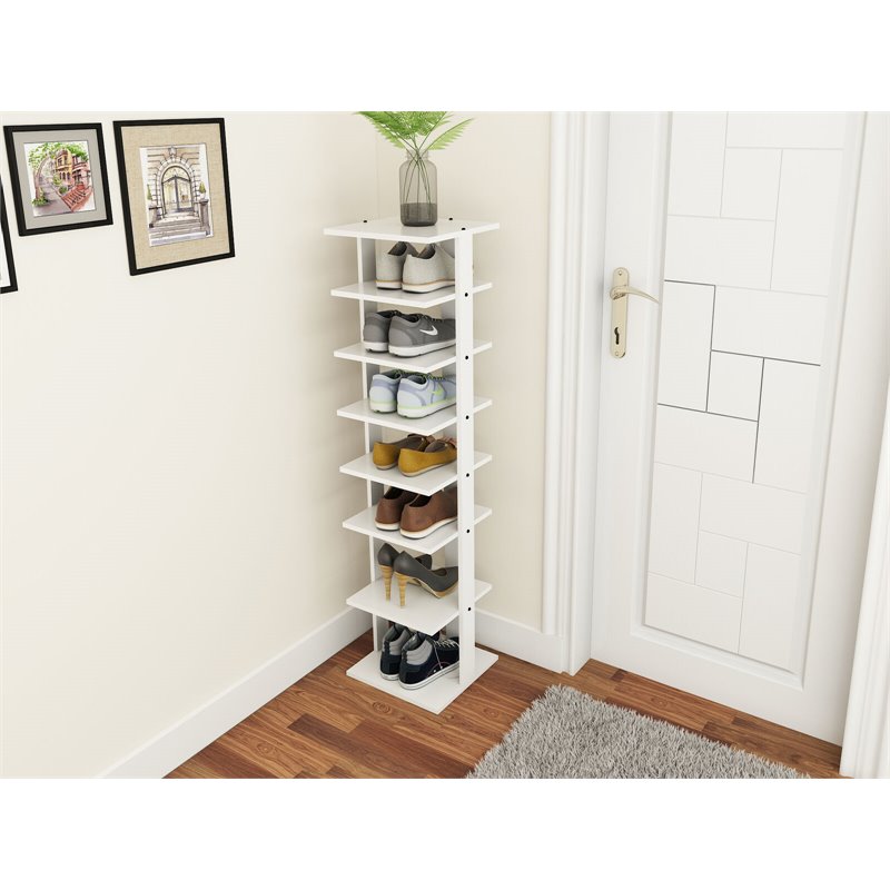 Costway 7-tier Contemporary High Quality Wood Shoes Rack in White