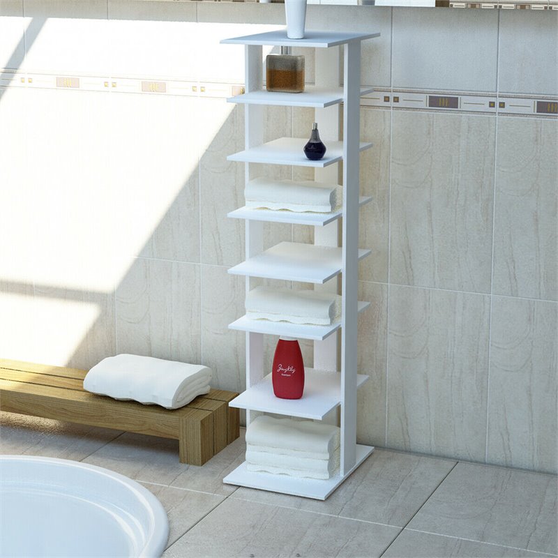 Costway 7-tier Contemporary High Quality Wood Shoes Rack in White