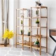 Costway Contemporary Bamboo Multifunctional Shelf w/ 11 Lattices in Natural