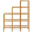 Costway Contemporary Bamboo Multifunctional Shelf with 12 Pots in Natural