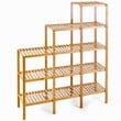 Costway Contemporary Bamboo Multifunctional Shelf with 12 Pots in Natural