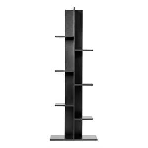costway 7-tier contemporary mdf sturdy storage bookshelf in black