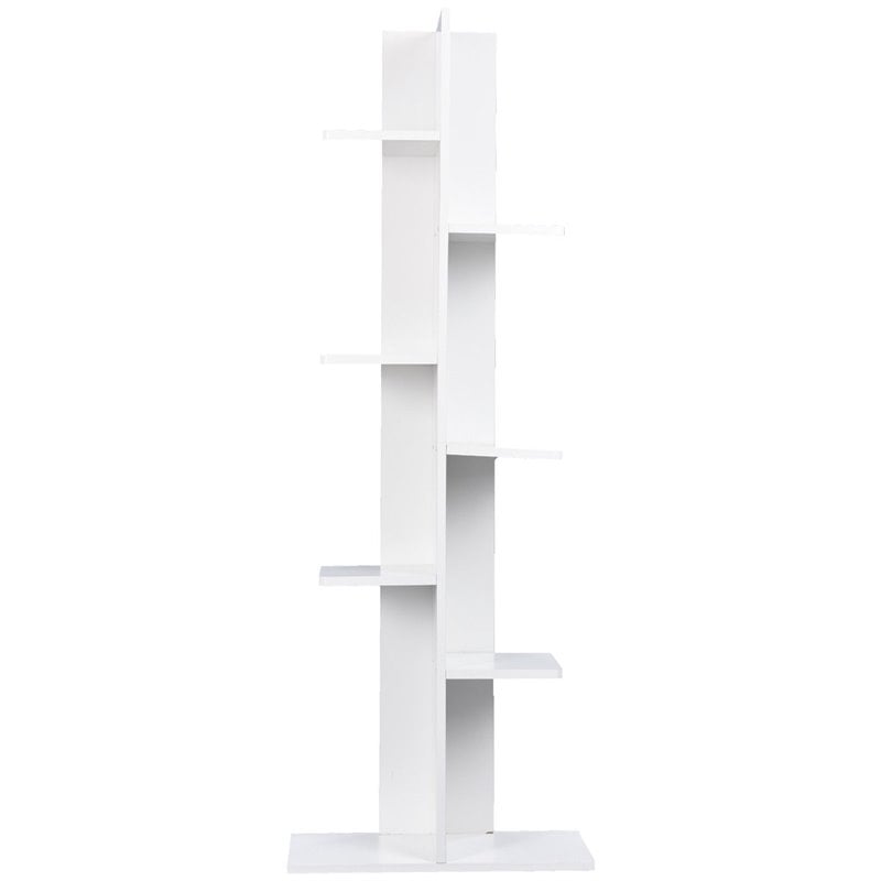Costway 7-tier Contemporary Wood Open Concept Display Shelf in White