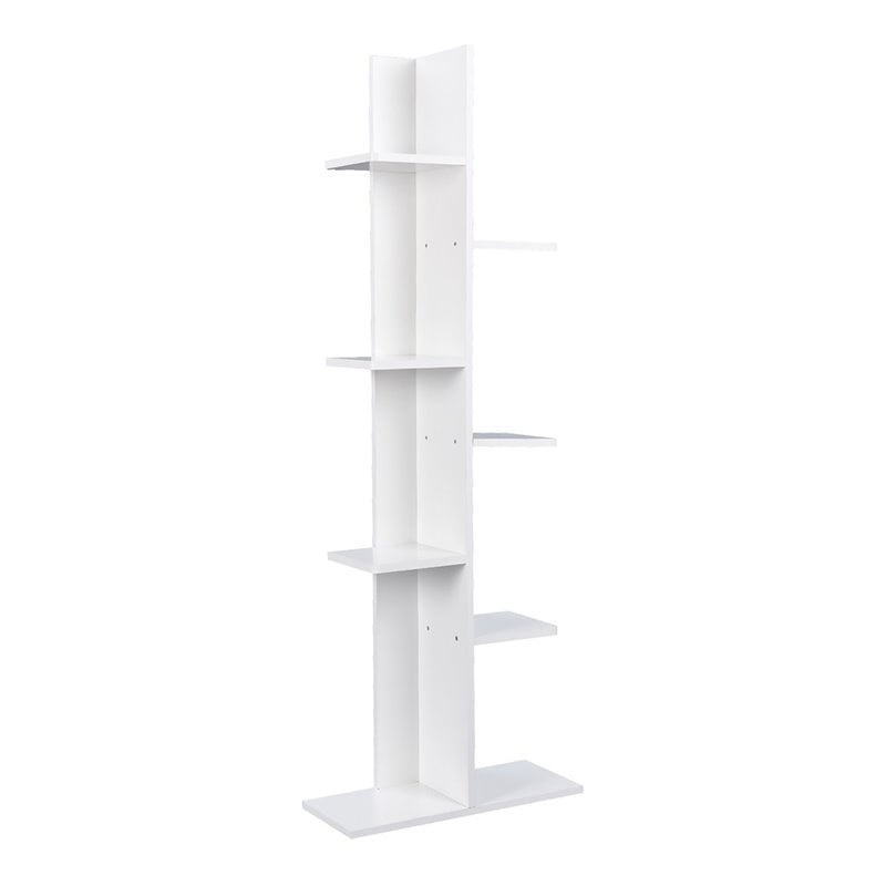 Costway 7-tier Contemporary Wood Open Concept Display Shelf in White