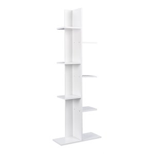 costway 7-tier contemporary wood open concept display shelf in white