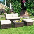 Costway 5-piece Contemporary Rattan and Steel Patio Sofa Set in White
