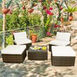 Costway 5-piece Contemporary Rattan and Steel Patio Sofa Set in White