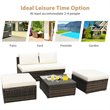 Costway 5-piece Contemporary Rattan and Steel Patio Sofa Set in White