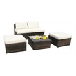 Costway 5-piece Contemporary Rattan and Steel Patio Sofa Set in White