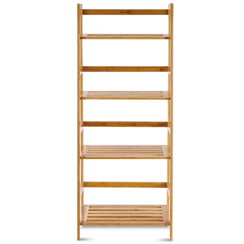 Costway 4-tier Contemporary Bamboo Multifunctional Bookcase in Natural
