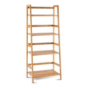 costway 4-tier contemporary bamboo multifunctional bookcase in natural