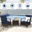 Costway 3-piece Contemporary Rattan and Steel Patio Bistro Set in Navy Finish