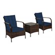 Costway 3-piece Contemporary Rattan and Steel Patio Bistro Set in Navy Finish