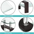 Costway Rectangular Tempered Glass and Wood Coffee Table with Shelf in Brown