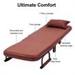 Costway Polyester and Steel Convertible Sofa Bed with Cushion in Brown