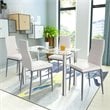 Costway 5-piece Glass and Steel Dining Set with Table and 4 Chairs in White