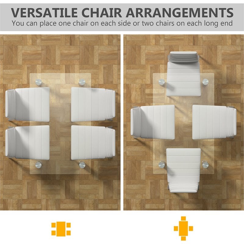Costway 5-piece Glass and Steel Dining Set with Table and 4 Chairs in White