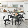 Costway 5-piece MDF and Steel Dining Set with Table and 4 Chairs in Black
