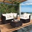 Costway 4-piece Contemporary Rattan and Steel Patio Sofa Set in White