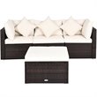 Costway 4-piece Contemporary Rattan and Steel Patio Sofa Set in White
