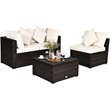 Costway 4-piece Contemporary Rattan and Steel Patio Sofa Set in White
