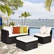 Costway 4-piece Contemporary Rattan and Steel Patio Sofa Set in White