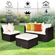 Costway 4-piece Contemporary Rattan and Steel Patio Sofa Set in White